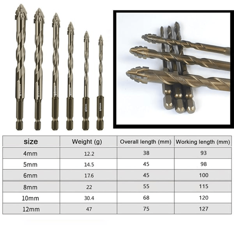 New Four-Flute Sawtooth Eccentric Drill Bit Set(1 Set 6 PCS)