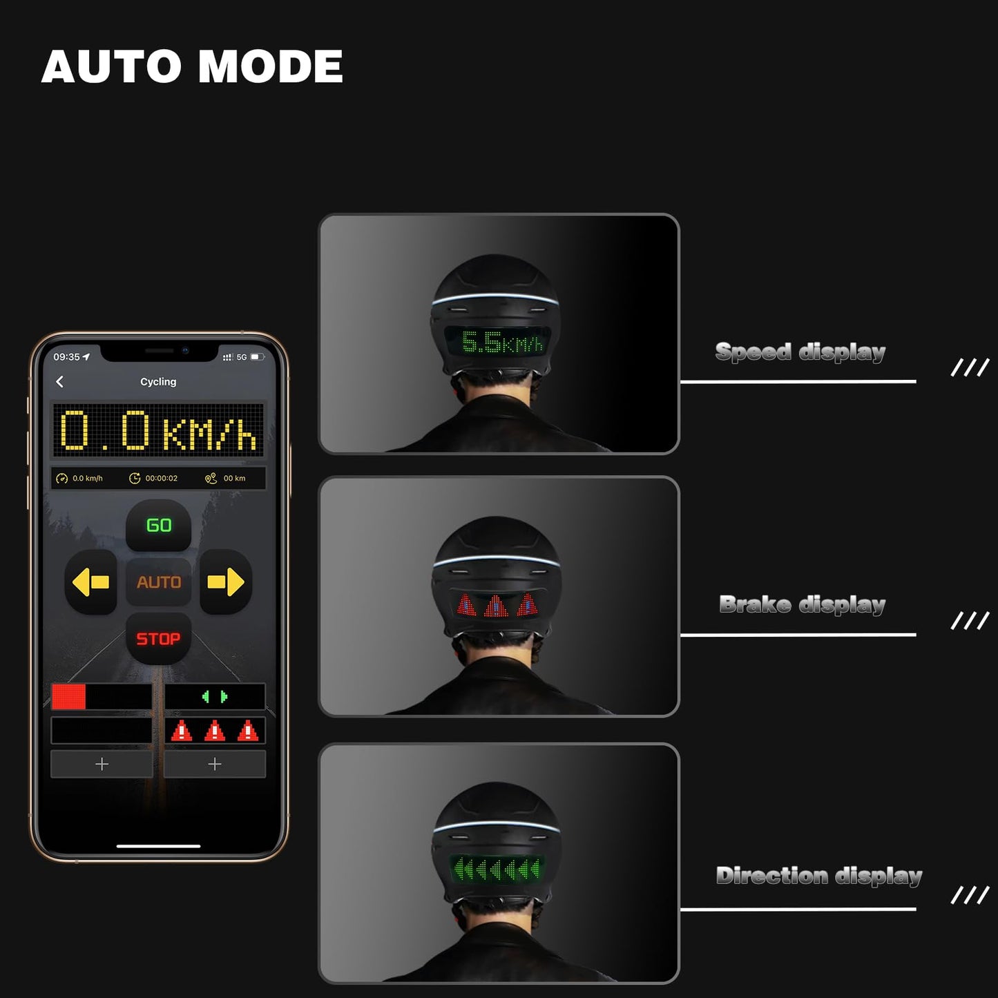 LED Full-Color Helmet Display, DIY Customizable Display Modes, Controllable Via Smartphone APP, Compatible With Most Bicycle and Motorcycle Helmets