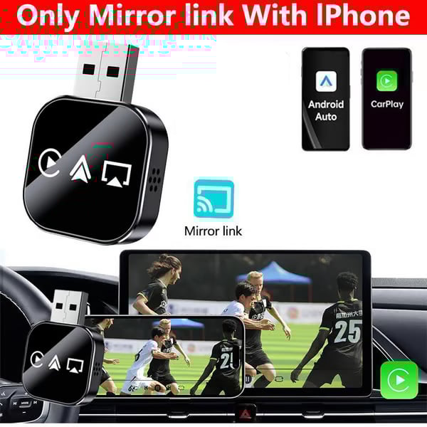 2026 Upgrade 3 in 1 Screen Mirror iOS Phone, wired to wireless Carplay adapter