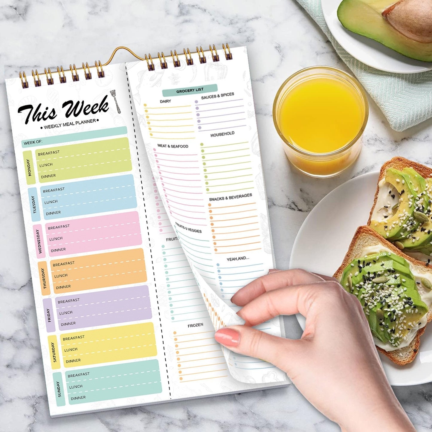 🌈Handmade Bound Weekly Detachable Diet Plan Sheet
