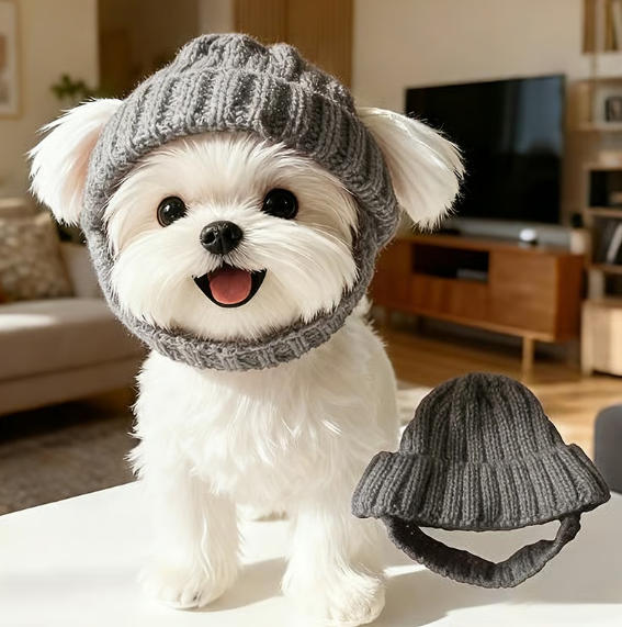 🔥LAST DAY 50% OFF - 🐾Red Wool Knit Dog Beanie with Ear Flaps – Warm Winter Hat