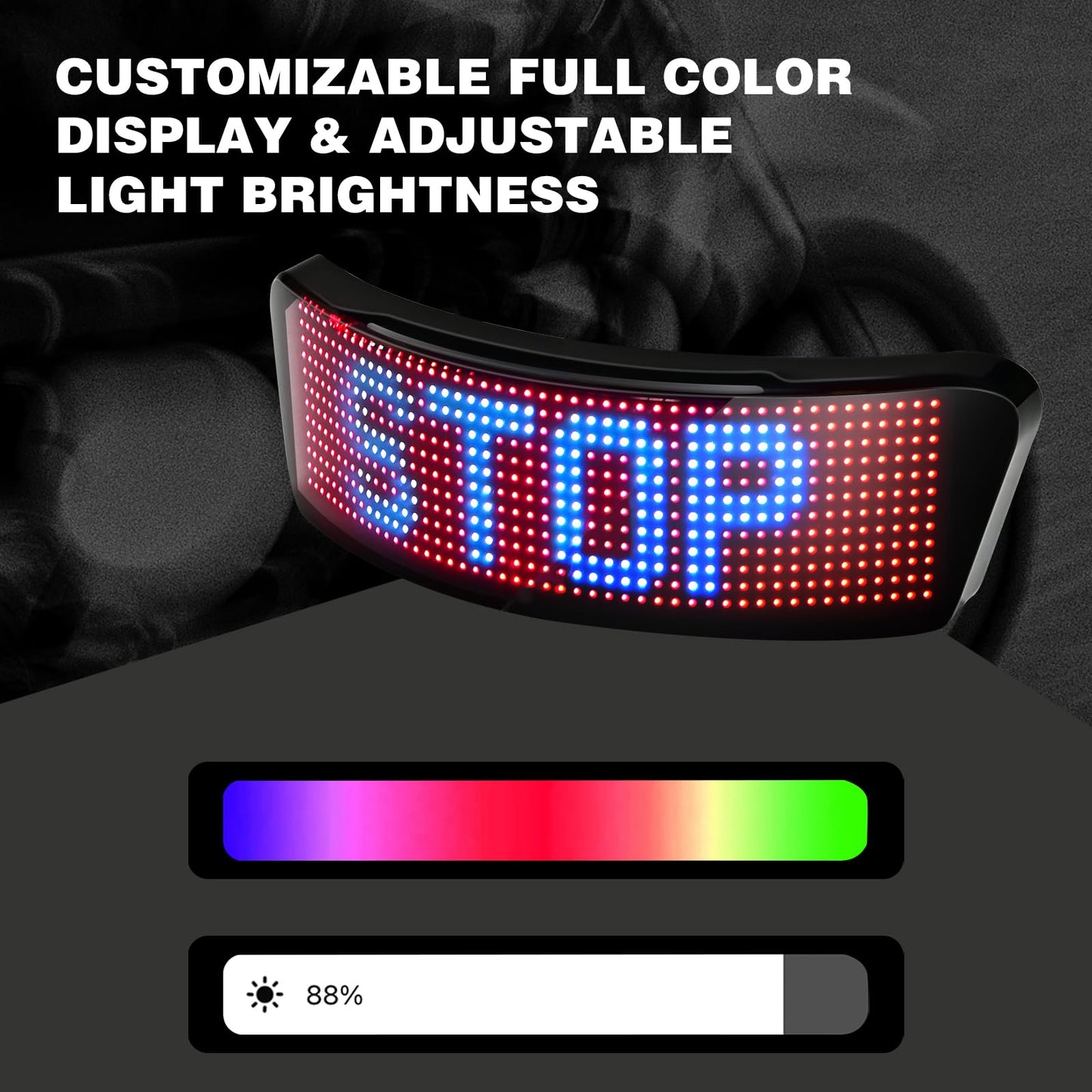 LED Full-Color Helmet Display, DIY Customizable Display Modes, Controllable Via Smartphone APP, Compatible With Most Bicycle and Motorcycle Helmets