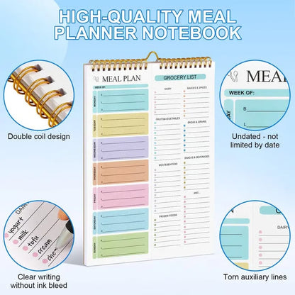 🌈Handmade Bound Weekly Detachable Diet Plan Sheet