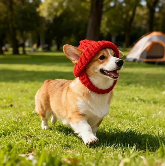 🔥LAST DAY 50% OFF - 🐾Red Wool Knit Dog Beanie with Ear Flaps – Warm Winter Hat