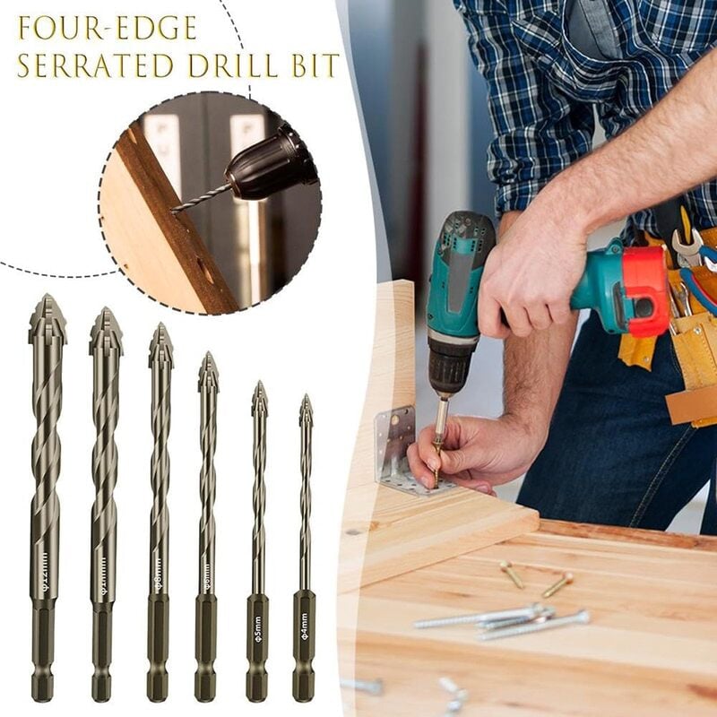 New Four-Flute Sawtooth Eccentric Drill Bit Set(1 Set 6 PCS)