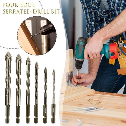 New Four-Flute Sawtooth Eccentric Drill Bit Set(1 Set 6 PCS)