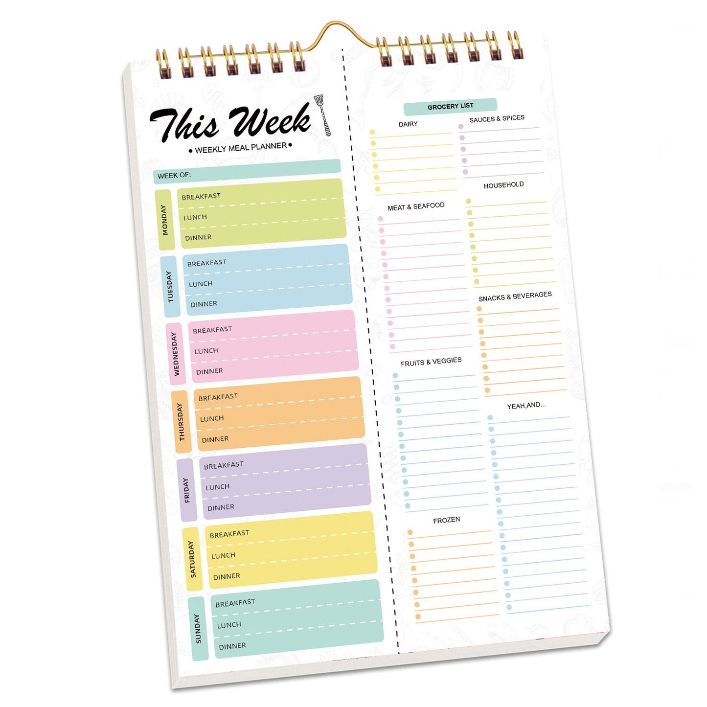 🌈Handmade Bound Weekly Detachable Diet Plan Sheet