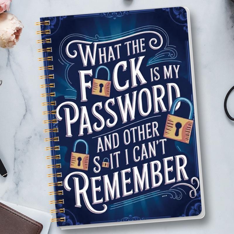 🔥Last Day 49% OFF - 📅Funny Password Notebook - Spiral Bound with Lock Icons & Funny Security Phrases✍️