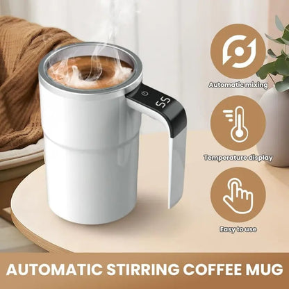 ☕Electric coffee mug with a built-in LCD thermometer, perfect for brewing coffee, milk, cocoa, etc.
