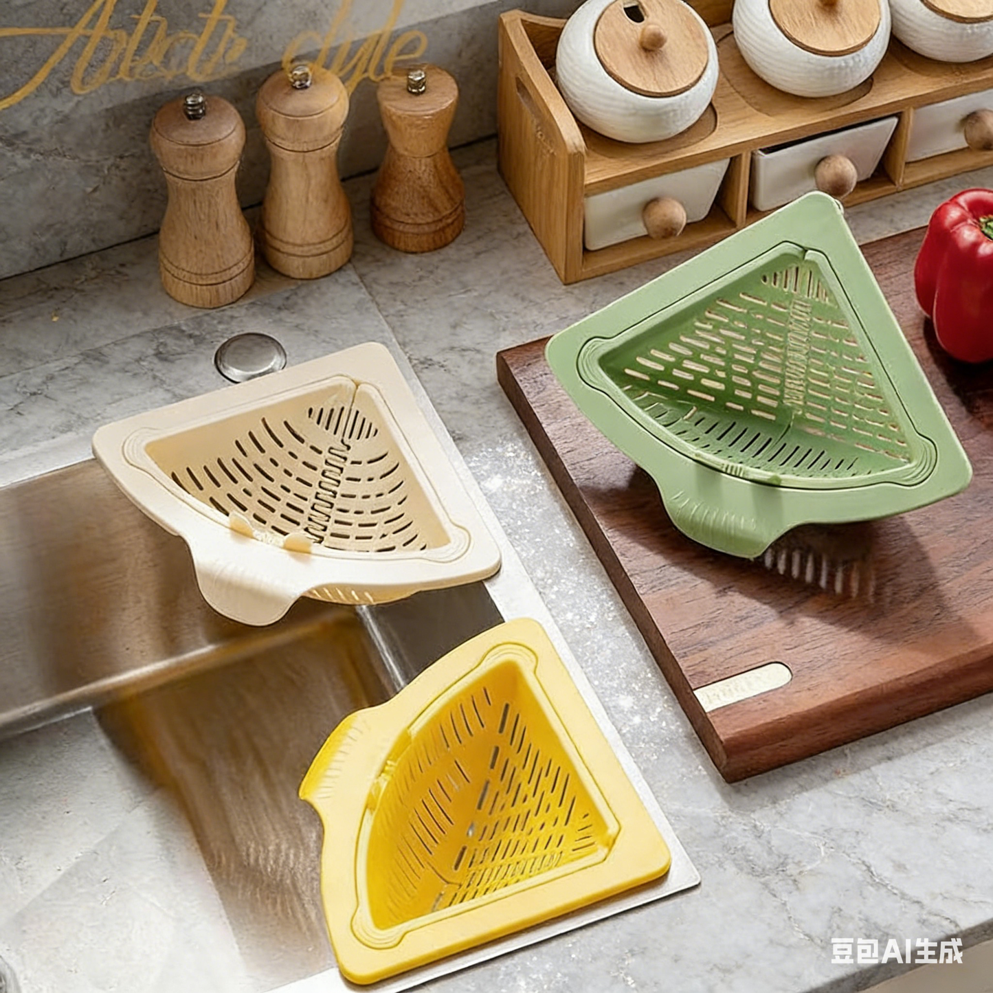 ✨Magnetic Suction Space-Saving Corner Sink Strainer