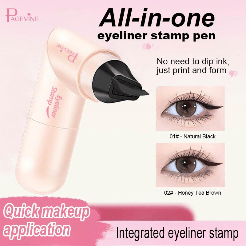 ✨Rotating Eyeliner Stamp Pen – Dual-Head Design with Wing Stamp, Quick-Dry, Long-Lasting