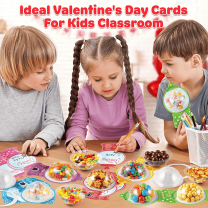 Valentine's Candy Cards Gift Set | 36/18 Pcs with Plastic Domes, DIY Treat Holders for Classroom Exchange, Kids & Couples 💝🎁🍬