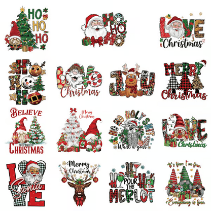 🎄15PCS Christmas Mystery DTF Transfer Bundle  for Festive DIY Creations