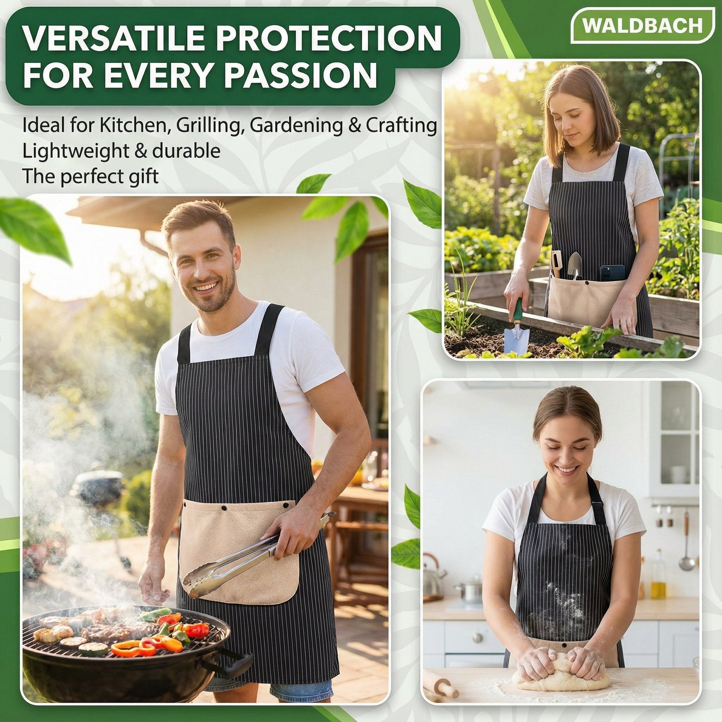✨Functional Cross Back Apron with Pockets Removable Towel