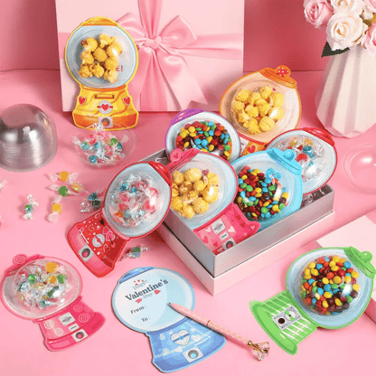 Valentine's Candy Cards Gift Set | 36/18 Pcs with Plastic Domes, DIY Treat Holders for Classroom Exchange, Kids & Couples 💝🎁🍬