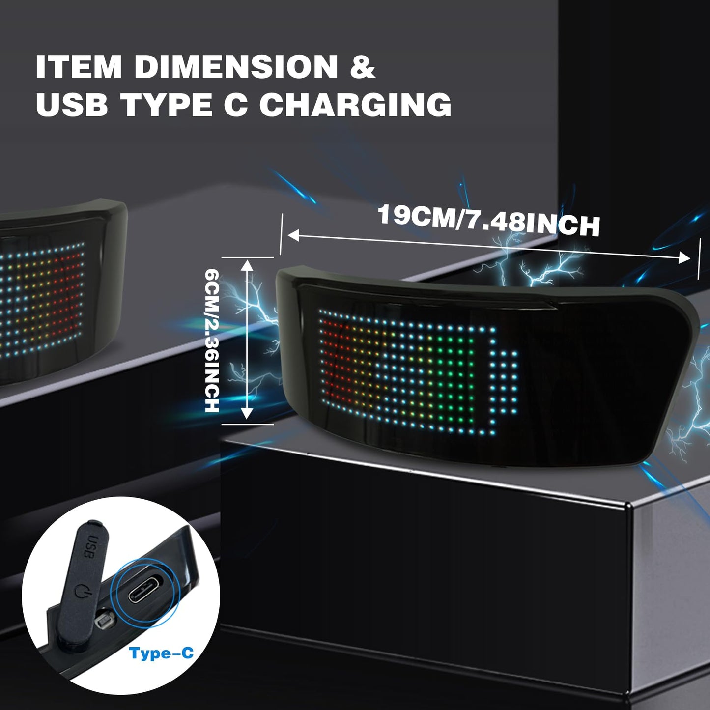 LED Full-Color Helmet Display, DIY Customizable Display Modes, Controllable Via Smartphone APP, Compatible With Most Bicycle and Motorcycle Helmets