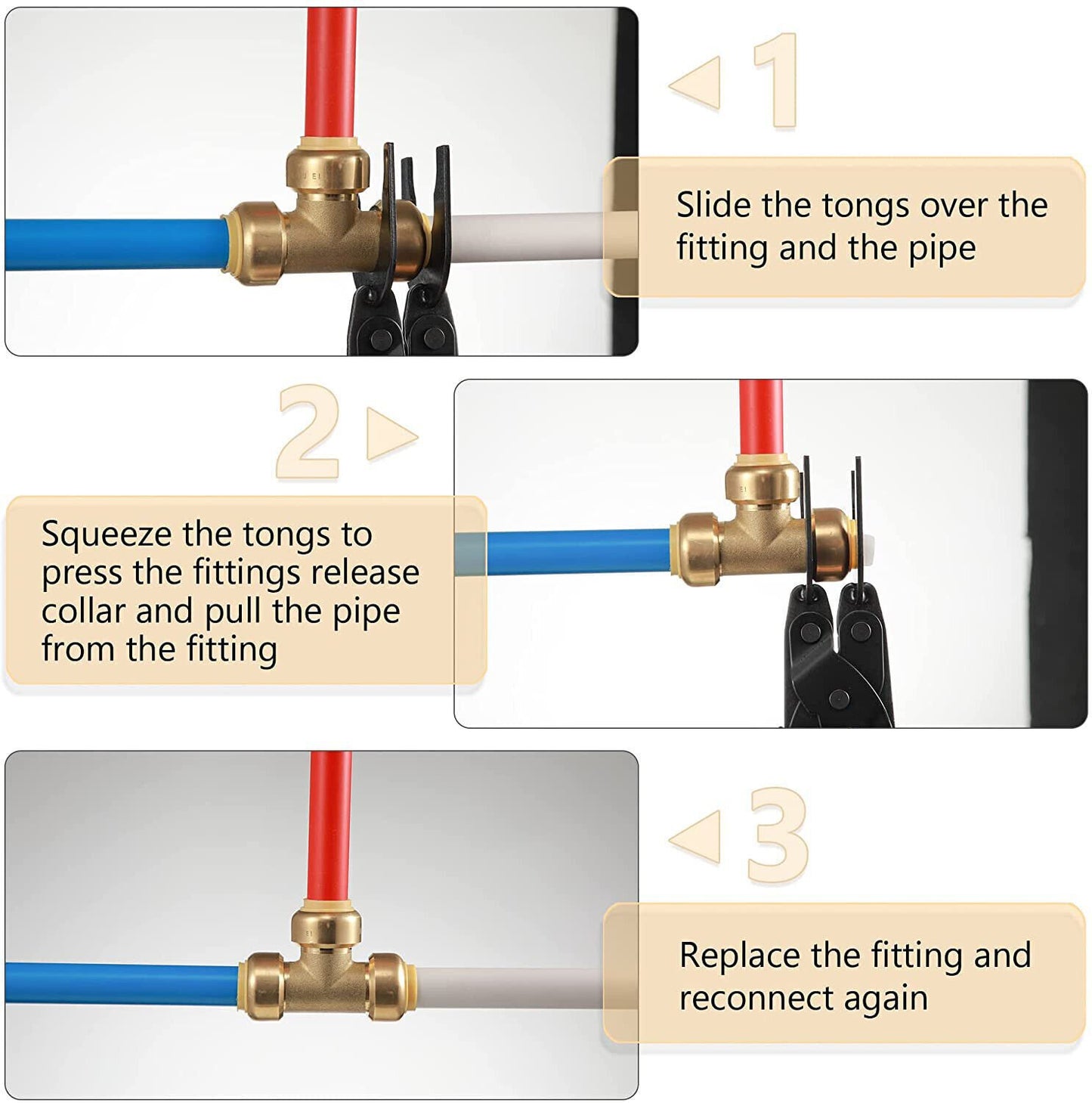 🔥LAST DAY 49% OFF-🔧 Push Fit Disconnect Tong Tool-1/2" • 3/4" • 1" Multi-Size Plumbing Disconnect Pliers