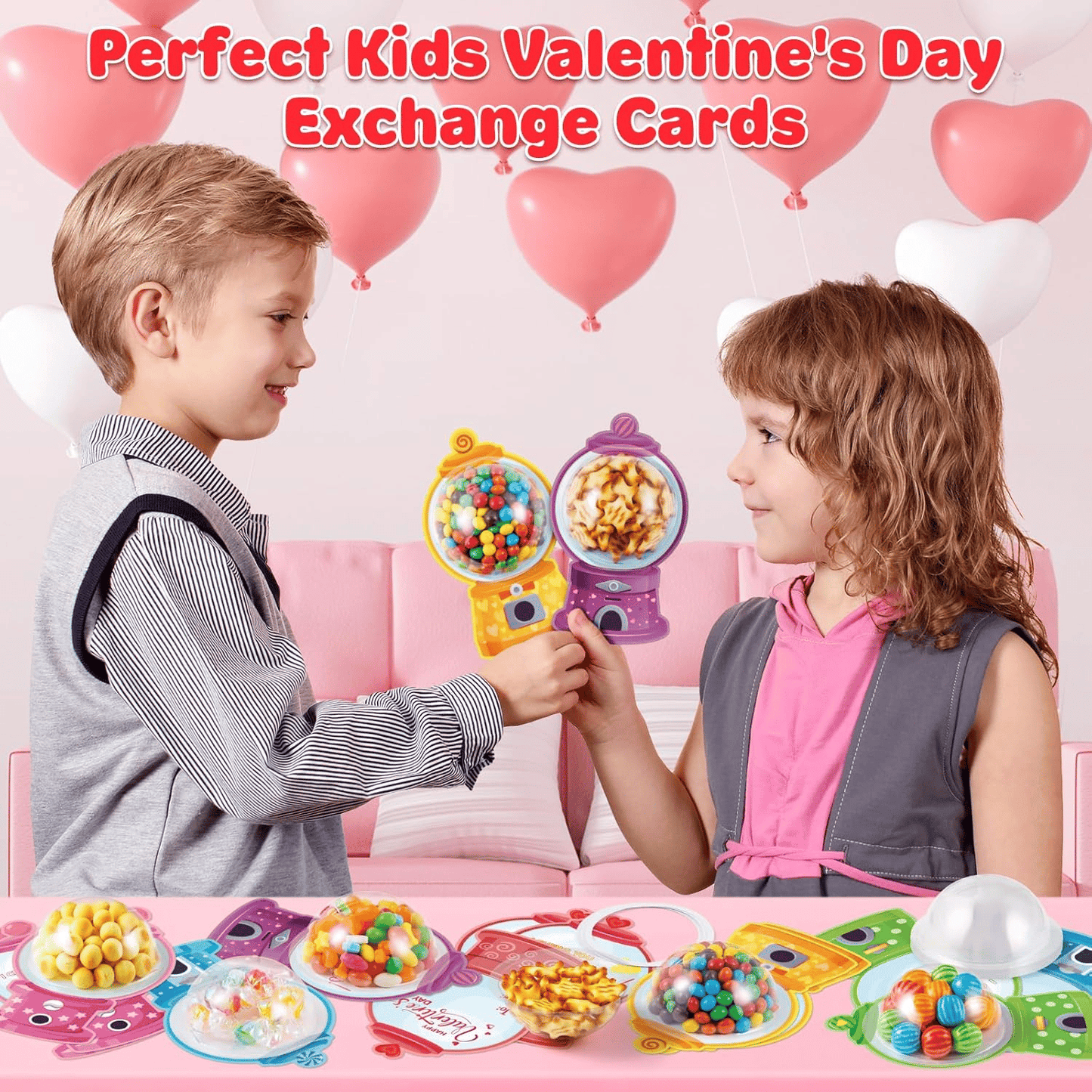 Valentine's Candy Cards Gift Set | 36/18 Pcs with Plastic Domes, DIY Treat Holders for Classroom Exchange, Kids & Couples 💝🎁🍬