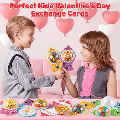 Valentine's Candy Cards Gift Set | 36/18 Pcs with Plastic Domes, DIY Treat Holders for Classroom Exchange, Kids & Couples 💝🎁🍬