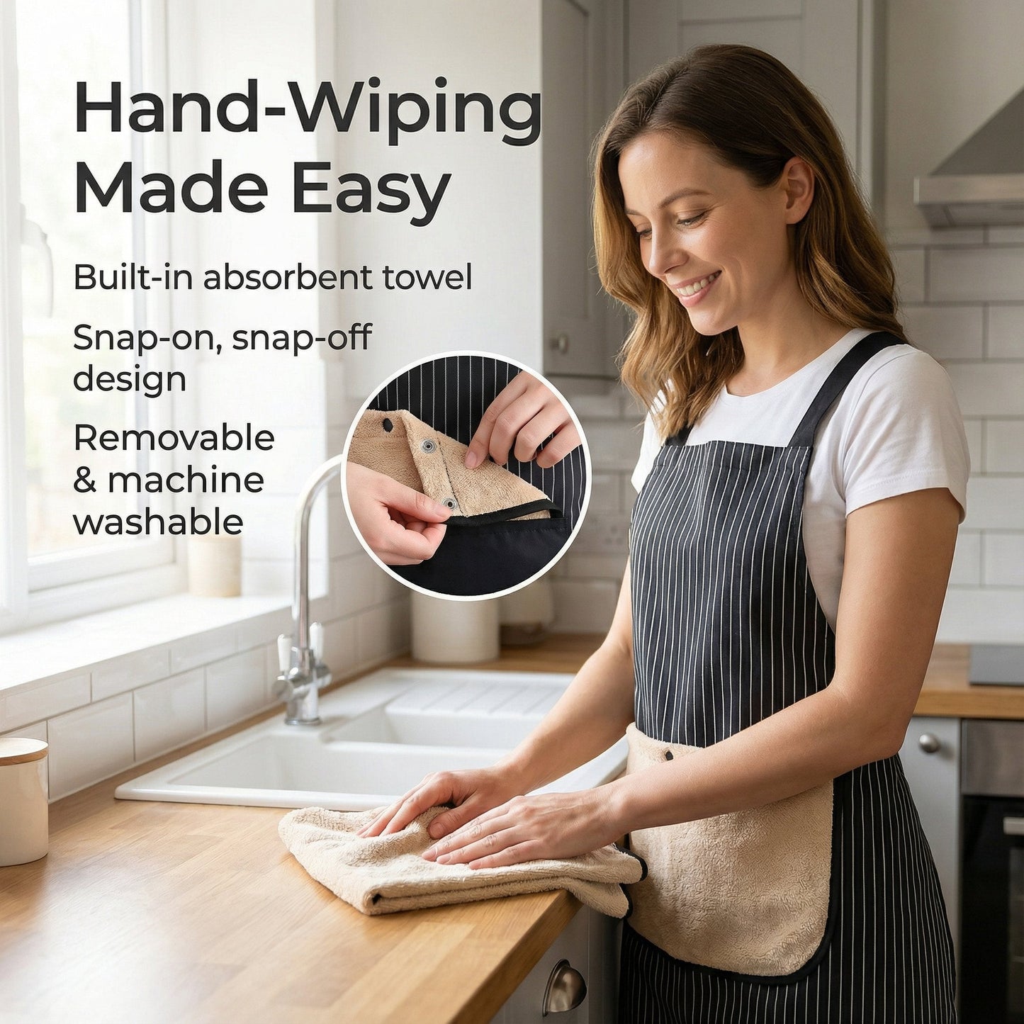 ✨Functional Cross Back Apron with Pockets Removable Towel