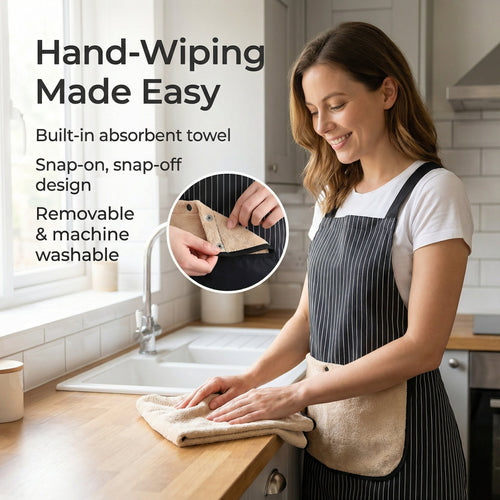 ✨Functional Cross Back Apron with Pockets Removable Towel