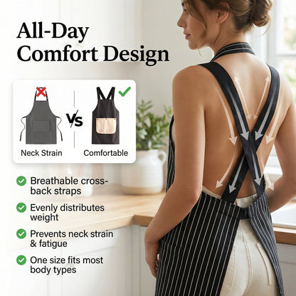 ✨Functional Cross Back Apron with Pockets Removable Towel