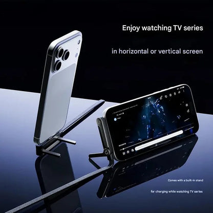 ⚡Official Authorized | MFi-Certified Cables🔥 2-in-1 Invisible Holder Charger Cable - 240W Fast Charging Cord with Built-In Phone Stand