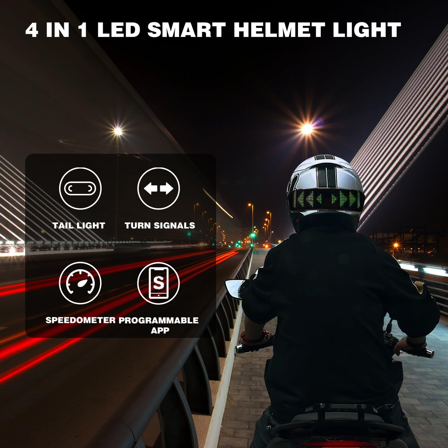 LED Full-Color Helmet Display, DIY Customizable Display Modes, Controllable Via Smartphone APP, Compatible With Most Bicycle and Motorcycle Helmets