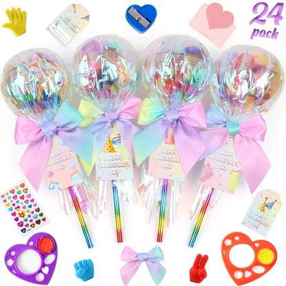 24 Pack Valentines Day Gifts Student Stationery Gifts from Teacher Giant Lolly with Gift Cards