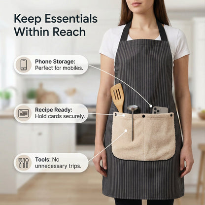 ✨Functional Cross Back Apron with Pockets Removable Towel