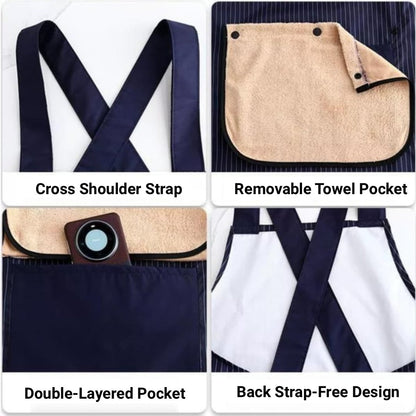 ✨Functional Cross Back Apron with Pockets Removable Towel