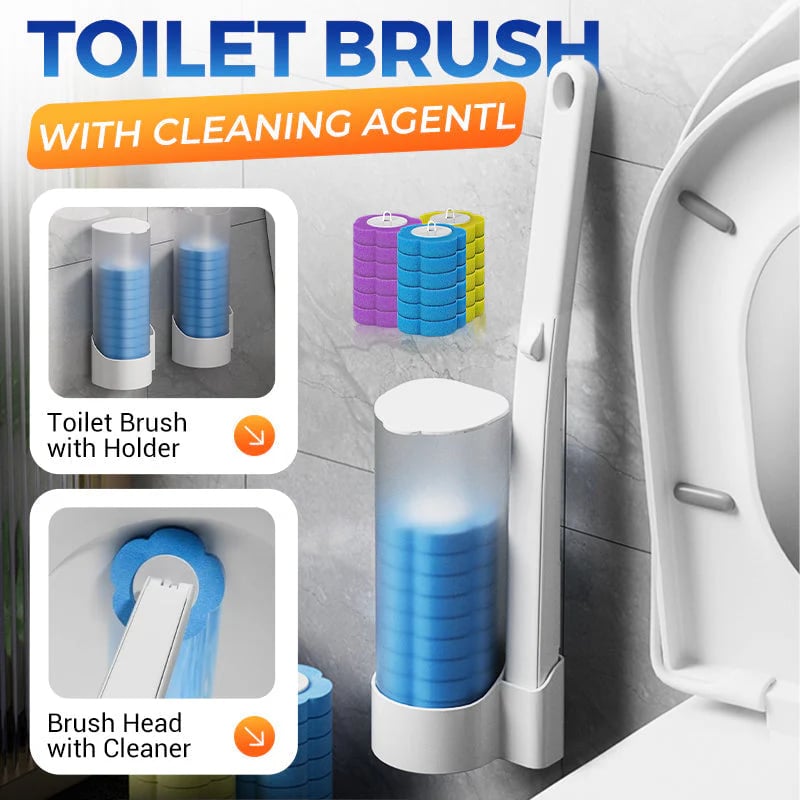 Disposable Toilet Cleaning System: Toilet Brush & Holder Kit with 18PCS Pre-Soaked Cleaner