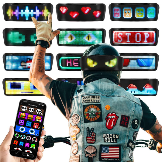 LED Full-Color Helmet Display, DIY Customizable Display Modes, Controllable Via Smartphone APP, Compatible With Most Bicycle and Motorcycle Helmets